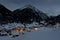 SOELDEN, AUSTRIA - JANUARY 17 2012: Soelden ski resort in winter after sunset