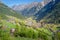 Soelden resort village in Otztal alps at spring, Tyrol, Austria border with Italy