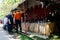 Soest, Germany - August 4, 2019: Medieval festival participants near medieval gun smith shop. Soester Fehde 2019