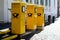 Soest, Germany - July 22, 2019: Deutsche Post Mailboxes. The Deutsche Post AG, operating under the trade name Deutsche Post DHL