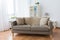 Sofa with cushions at cozy home living room