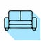 Sofa flat line icon. Apartment furniture sign, vector illustration of living room couch