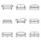 Sofa icon line set. Modern, vintage and retro sofa collection. Furniture symbols. Vector illustration.