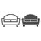 Sofa line and solid icon, Furniture concept, couch sign on white background, divan for living room icon in outline style