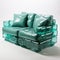 sofa made from empty plastic bottles, white background, environmental concept