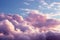 Soft allure Fluffy cumulus clouds dance in serene pink purple skies