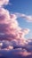 Soft allure Fluffy cumulus clouds dance in serene pink purple skies