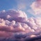 Soft allure Fluffy cumulus clouds dance in serene pink purple skies