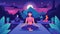Soft ambient lighting and serene nature sounds create the perfect backdrop for a transcendent quiet disco yoga session