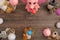 Soft animals with single thread ball each, top view