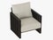 Soft armchair with wooden armrest 3d rendering