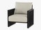 Soft armchair with wooden armrest 3d rendering