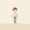 Soft Atmospheric Perspective Cartoon Girl On Beige Background