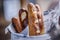 Soft Bavarian pretzel sticks appetizer