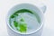 The soft blurred and soft focus cup of green tea, Kariya , The Creat,Andrographis paniculata,Acanthaceae,leaf plant with the white