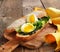 Soft-Boiled Egg sandwich with Green Salad and Mayonnaise