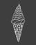 Soft chocolate ice cream in a waffle cone. Hand drawn doodle illustration