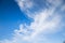 Soft Cirrus Couds on blue sky. Clear cloudscape background.