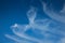 Soft Cirrus Couds on blue sky. Clear cloudscape background.