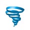 Soft classic blue color tornado from rings. Isolated  illustration 3D