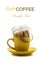 Soft coffee in yellow cup. Conceptual serie. isolated