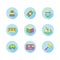 Soft colors minimalistic baby toys icons