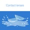 Soft contact lenses for vision correction, water splashes, hydrogel lenses. Vector illustration