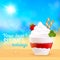 Soft creamy ice-cream dessert on sunny beach