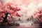 A soft and dreamy watercolor background incorporating elements like cherry blossoms, lanterns, and traditional patterns, suitable