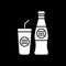 Soft drink bottle with glass cup dark mode glyph icon