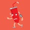 Soft Drink On The Run With Smartphone Health Concept Cartoon Character