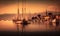 Soft Ethereal Sunset Harbor with Moored Sailboats in Bardolino, Veneto. Perfect for Wallpapers and Landing Pages.