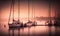 Soft Ethereal Sunset Harbor with Moored Sailboats in Bardolino, Veneto. Perfect for Wallpapers and Posters.