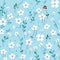 Soft Floral Breeze: Tiny Flower Pattern on Baby Blue Backdrop