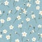 Soft Floral Breeze: Tiny Flower Pattern on Baby Blue Backdrop