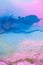 Soft focus Abstract painting horizontal background. Blue and pink colors with gold glitter. Marble texture