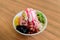 Soft focus of Ais Kacang topped with basil seeds