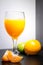 Soft Focus,Close-up shot, squeezed orange juice with lemon juice separating the perfect flavor, citrus scent of lemon, squeezed or