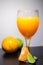 Soft Focus,Close-up shot, squeezed orange juice with lemon juice separating the perfect flavor, citrus scent of lemon, squeezed or