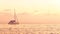 Soft Focus Color Filter of The Sea with Single Yacht at The Corner, Lonely Feeling