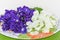 The soft focus colorful of Blue Pea, Butterfly Pea,Clitoria ternatea,Leguminosae,Papilionoideae, Fabaceae,flower on the plate with