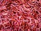 Soft focus of Dried Red chili for cooking in local market in thailand.Fried dried red chili pepper pattern