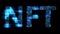 soft focus glitch electric light cybernetical blue text NFT, isolated - object 3D illustration