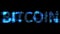 soft focus glitch electrical light cybernetic blue text BITCOIN, isolated - object 3D rendering