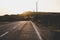 Soft focus highway road texture in south desert part of country side before sunset with sun light rays