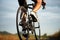 Soft focus of man cycling road bike in the morning. Sports and outdoor activities concept