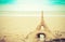 Soft focus sand castle at the beach romantiic nature wallpaper backgr