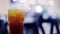 Soft focused Iced tea with lime slice and restaurant background