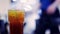 Soft focused Iced tea with lime slice and restaurant background