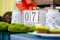 Soft focused shot of spring decorations and wooden cubic calender with date 7 March. Women day eve